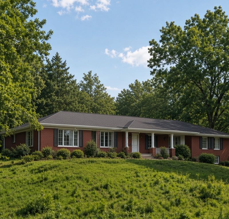 Brick Ranch Style Home on a hill